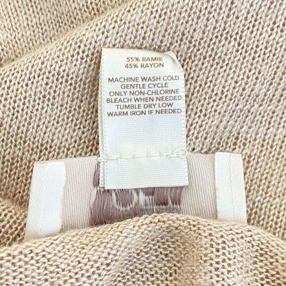 LOFT Open Front Cut Out Lightweight Ramie Cardigan Women's Size Medium - Picture 6 of 8